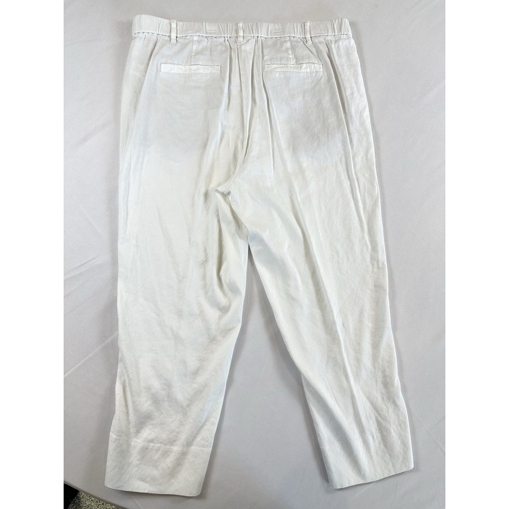 J Jill Pants Womens Ivory Linen Stretch Blend Stretch Pull On Crop Ankle Size XL - Picture 3 of 6